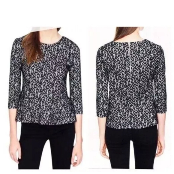 J Crew Black Lace Peplum Top Small - Picture 3 of 16